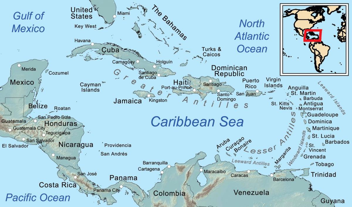 map of jamaica and surrounding islands