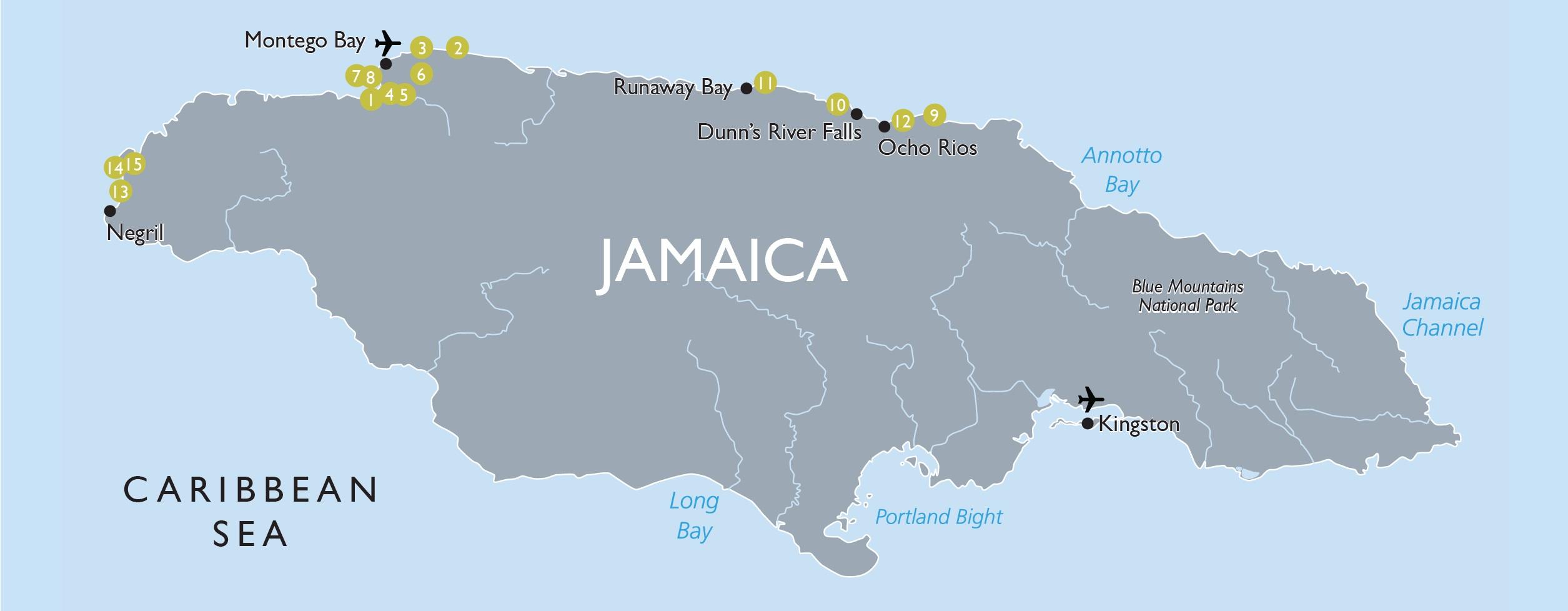 Tourist Map Of Jamaica Jamaica Tourist Map - Map Of Tourist Attractions In Jamaica (Caribbean -  Americas)