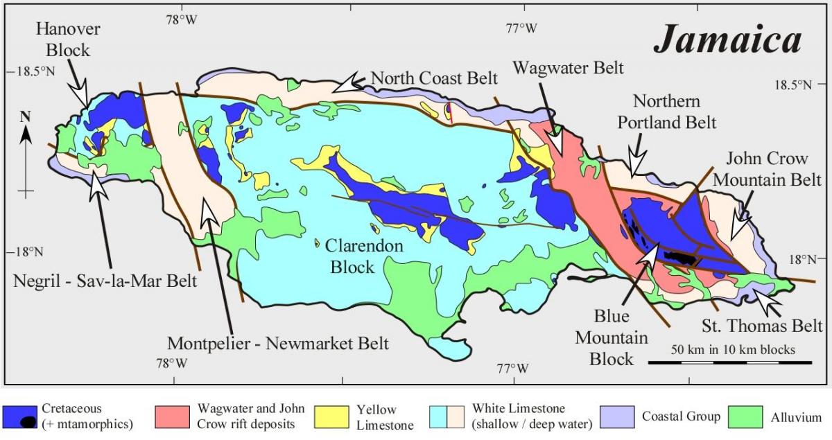 Map of geological jamaica