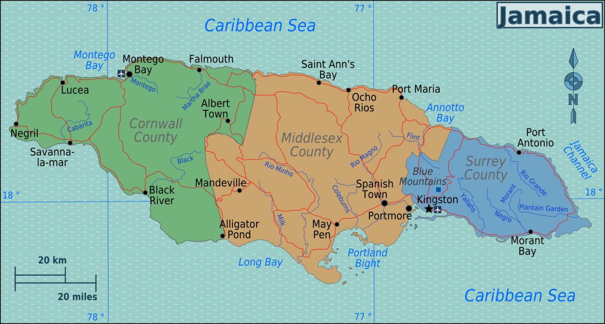 Map of jamaica country