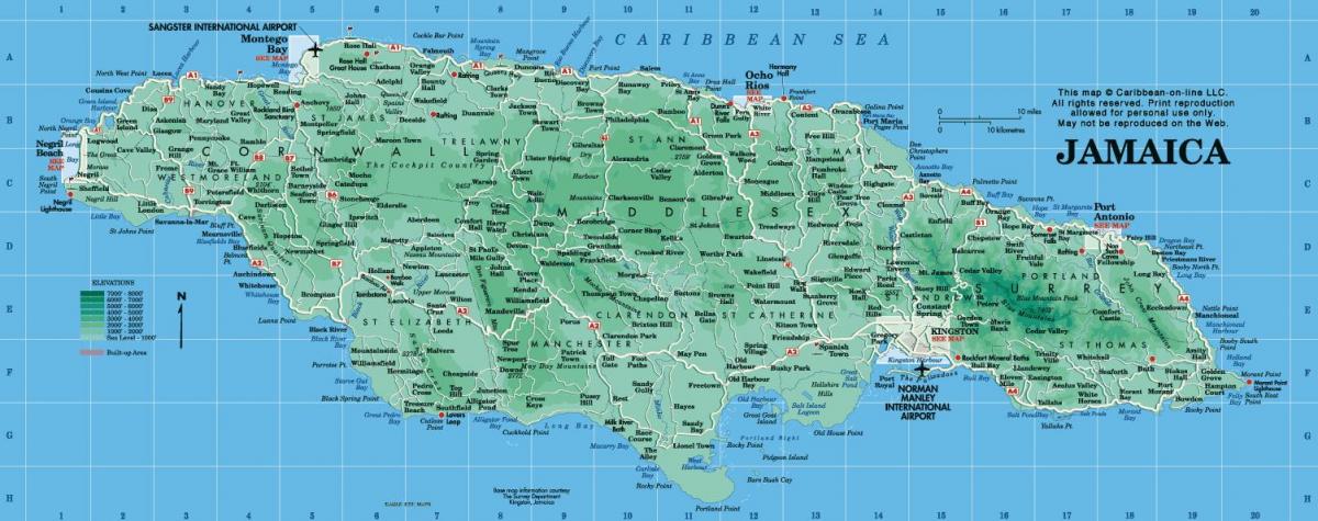 geographical map of jamaica