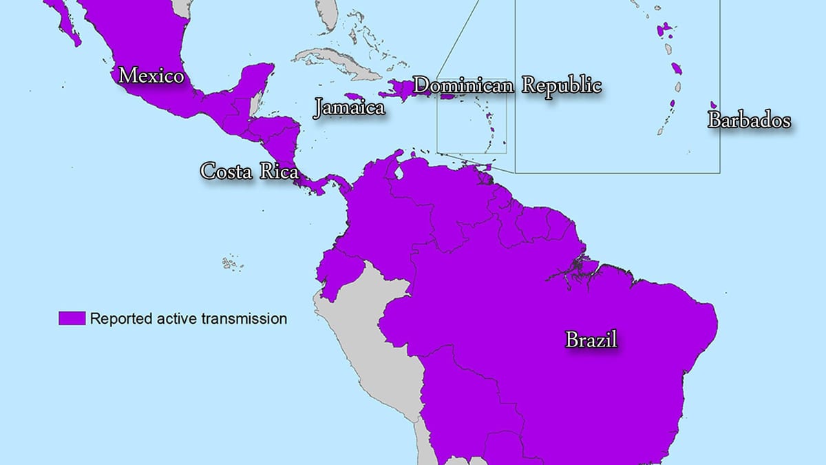 Map of jamaica zika