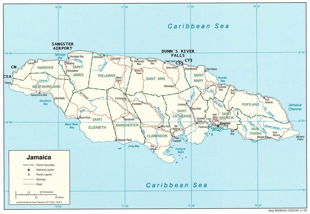 Map of  jamaica dunns river falls