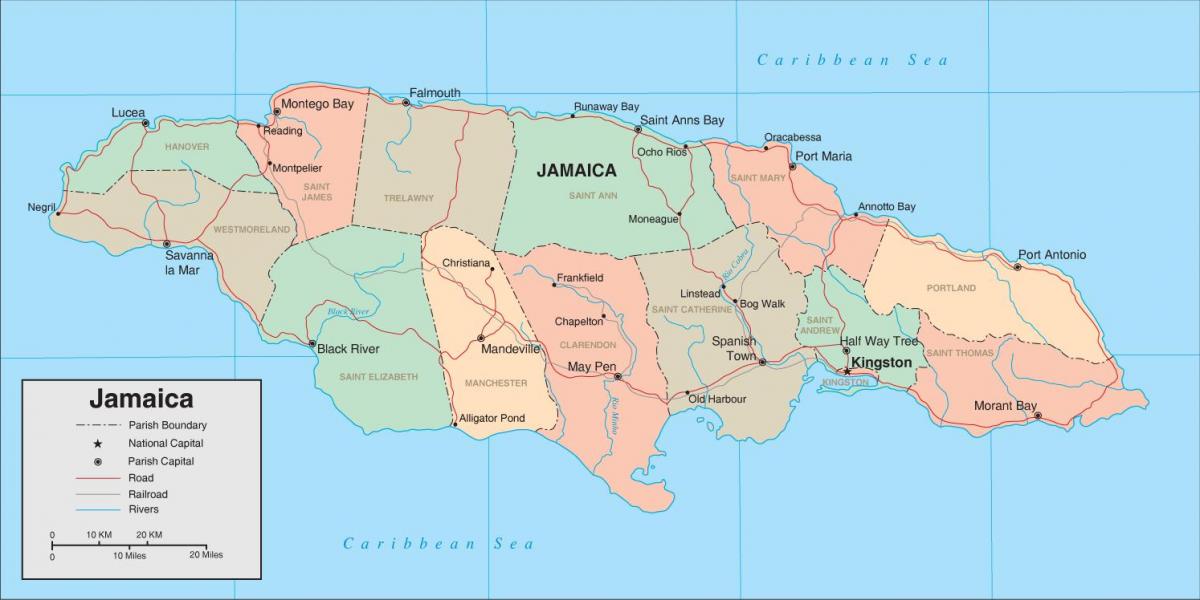 Map of  jamaica west indies