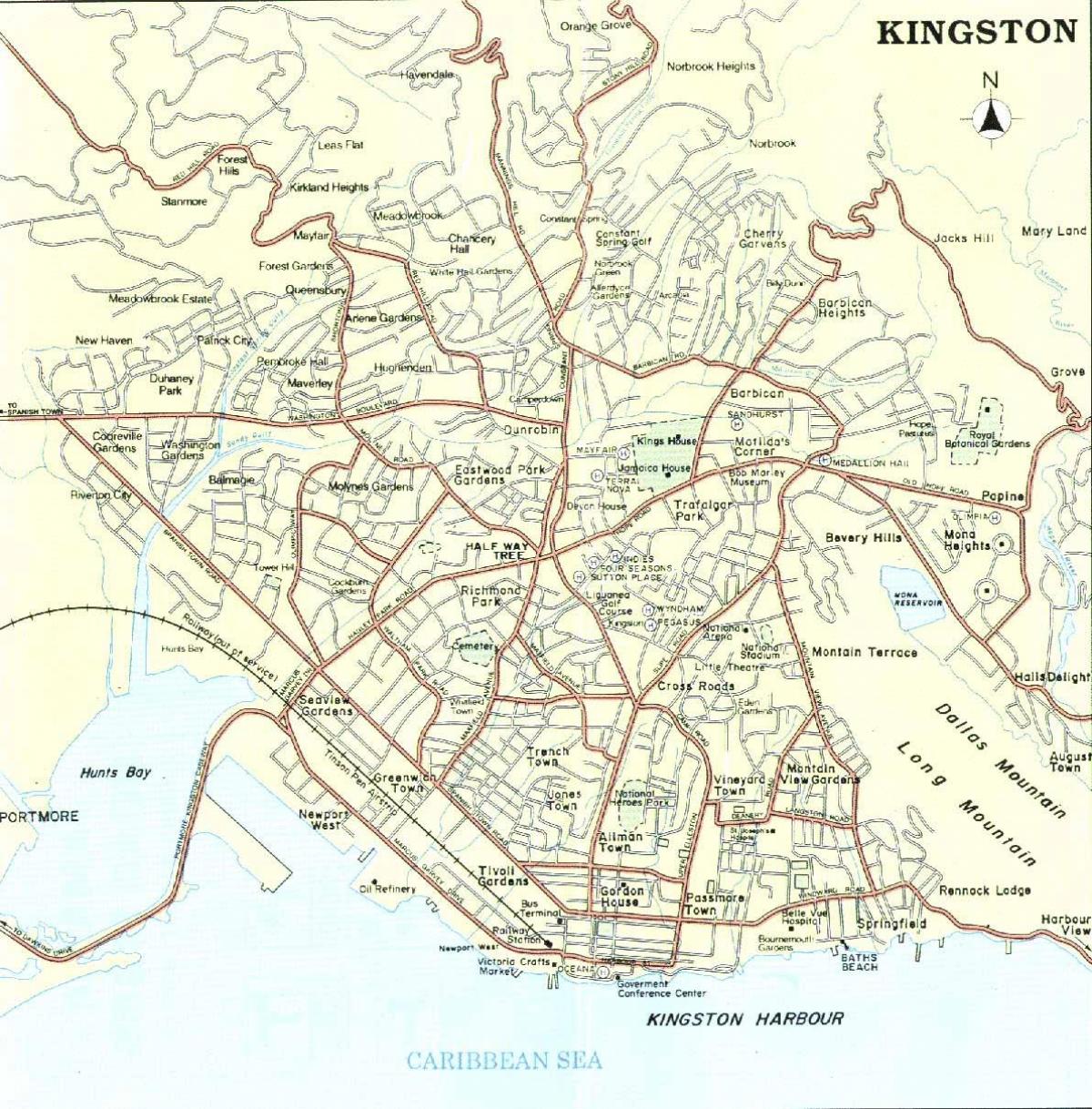 Map of kingston jamaica neighborhoods