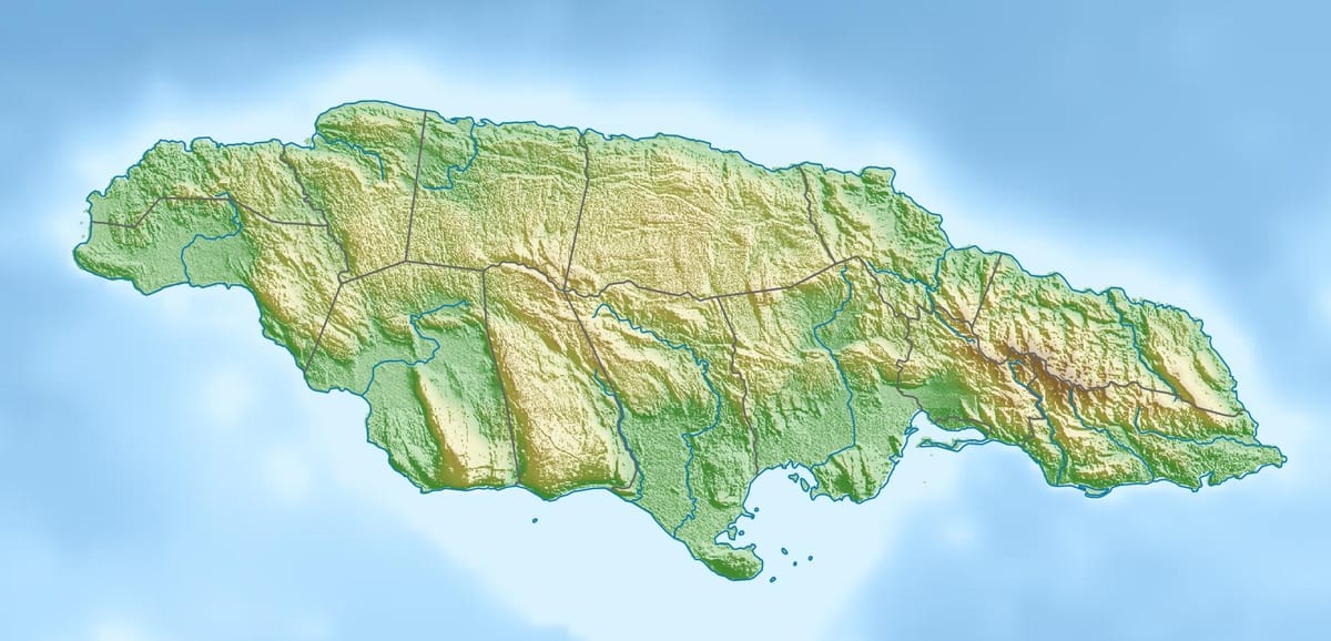 Map of relief jamaica