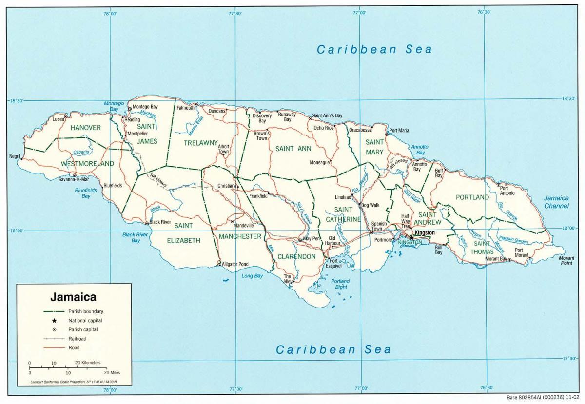 Map of rivers in jamaica