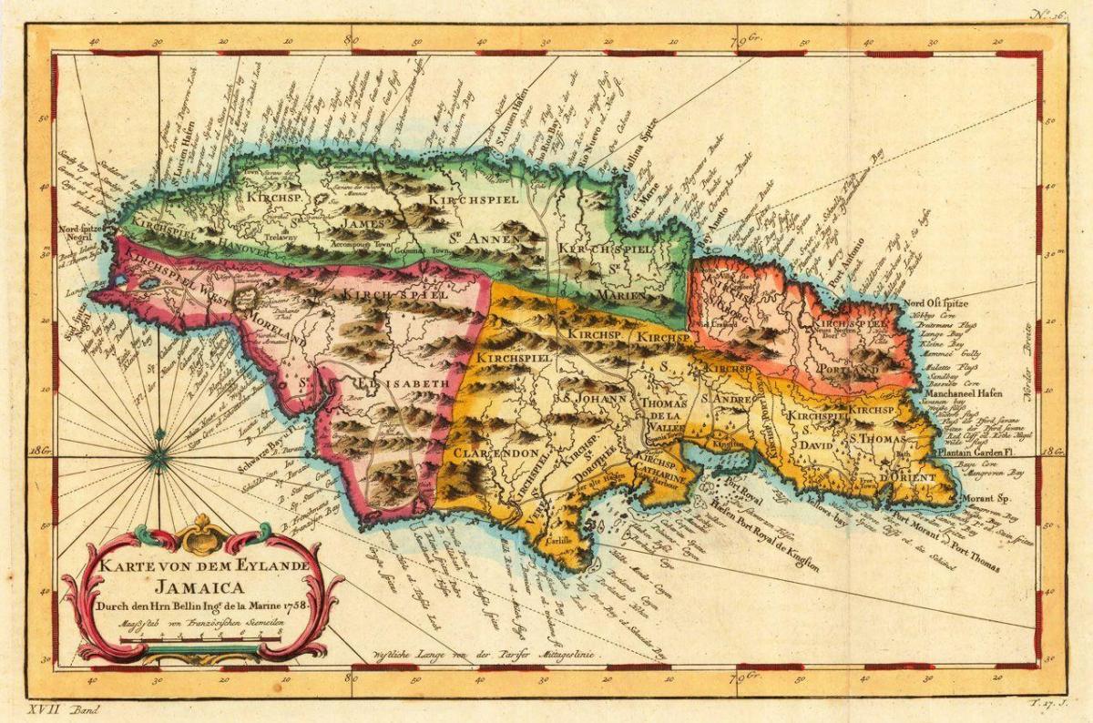 Map of vintage  jamaica