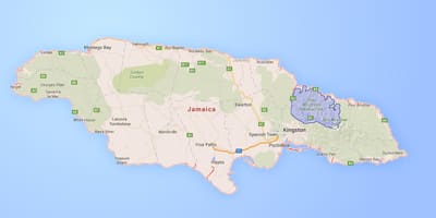 Map of blue mountains jamaica
