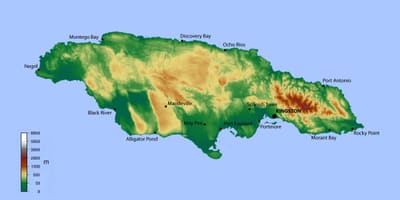Map of jamaica elevation 